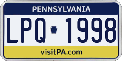 PA license plate LPQ1998