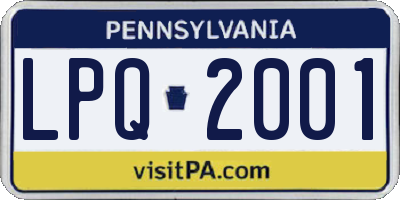 PA license plate LPQ2001