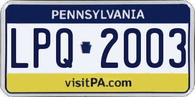 PA license plate LPQ2003