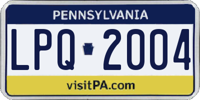 PA license plate LPQ2004