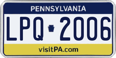 PA license plate LPQ2006