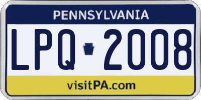 PA license plate LPQ2008