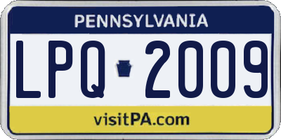 PA license plate LPQ2009