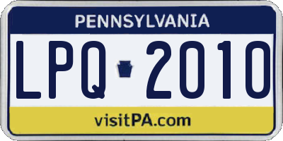 PA license plate LPQ2010