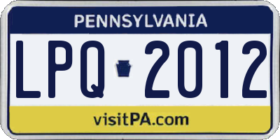 PA license plate LPQ2012