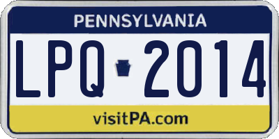 PA license plate LPQ2014