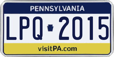PA license plate LPQ2015