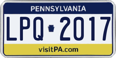 PA license plate LPQ2017