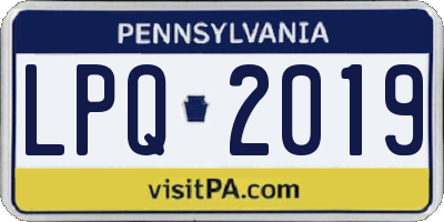 PA license plate LPQ2019