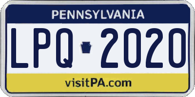 PA license plate LPQ2020