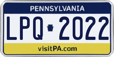 PA license plate LPQ2022