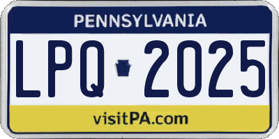 PA license plate LPQ2025