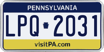 PA license plate LPQ2031