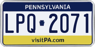 PA license plate LPQ2071