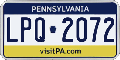 PA license plate LPQ2072