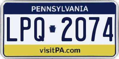 PA license plate LPQ2074
