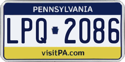 PA license plate LPQ2086