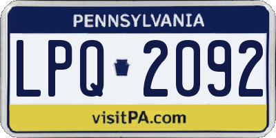 PA license plate LPQ2092
