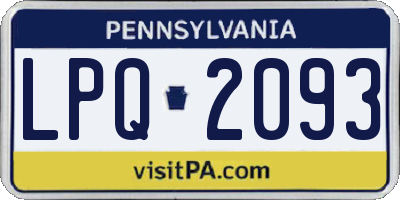 PA license plate LPQ2093