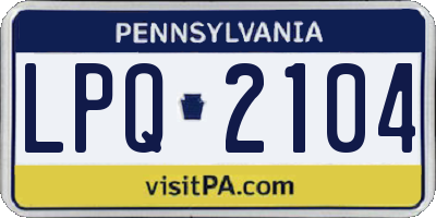 PA license plate LPQ2104