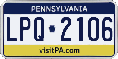 PA license plate LPQ2106