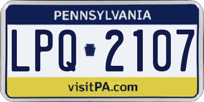 PA license plate LPQ2107