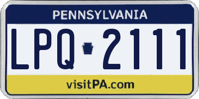 PA license plate LPQ2111