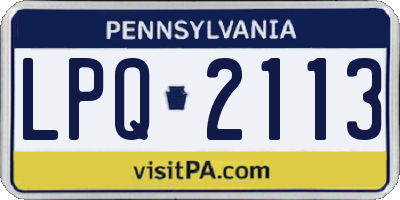 PA license plate LPQ2113