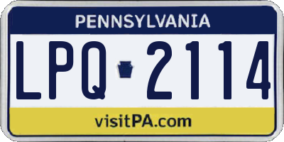 PA license plate LPQ2114