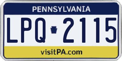 PA license plate LPQ2115