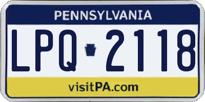 PA license plate LPQ2118