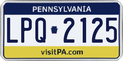 PA license plate LPQ2125