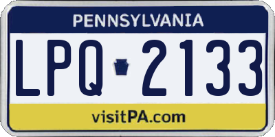 PA license plate LPQ2133