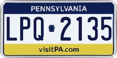 PA license plate LPQ2135
