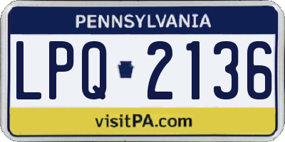 PA license plate LPQ2136