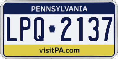 PA license plate LPQ2137