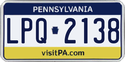 PA license plate LPQ2138
