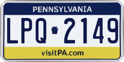 PA license plate LPQ2149