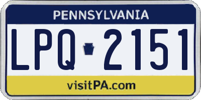 PA license plate LPQ2151