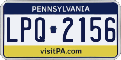 PA license plate LPQ2156