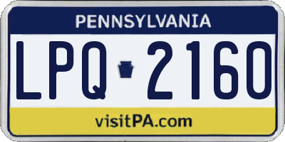 PA license plate LPQ2160