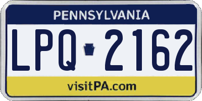 PA license plate LPQ2162