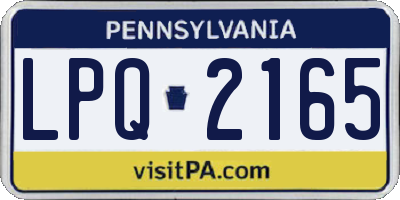 PA license plate LPQ2165