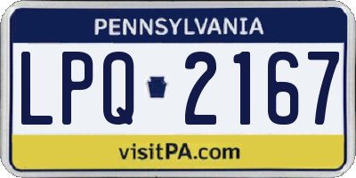 PA license plate LPQ2167