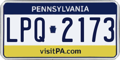 PA license plate LPQ2173