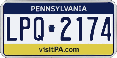 PA license plate LPQ2174