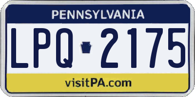 PA license plate LPQ2175