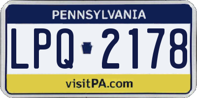 PA license plate LPQ2178