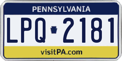 PA license plate LPQ2181