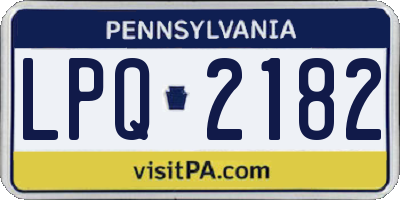 PA license plate LPQ2182